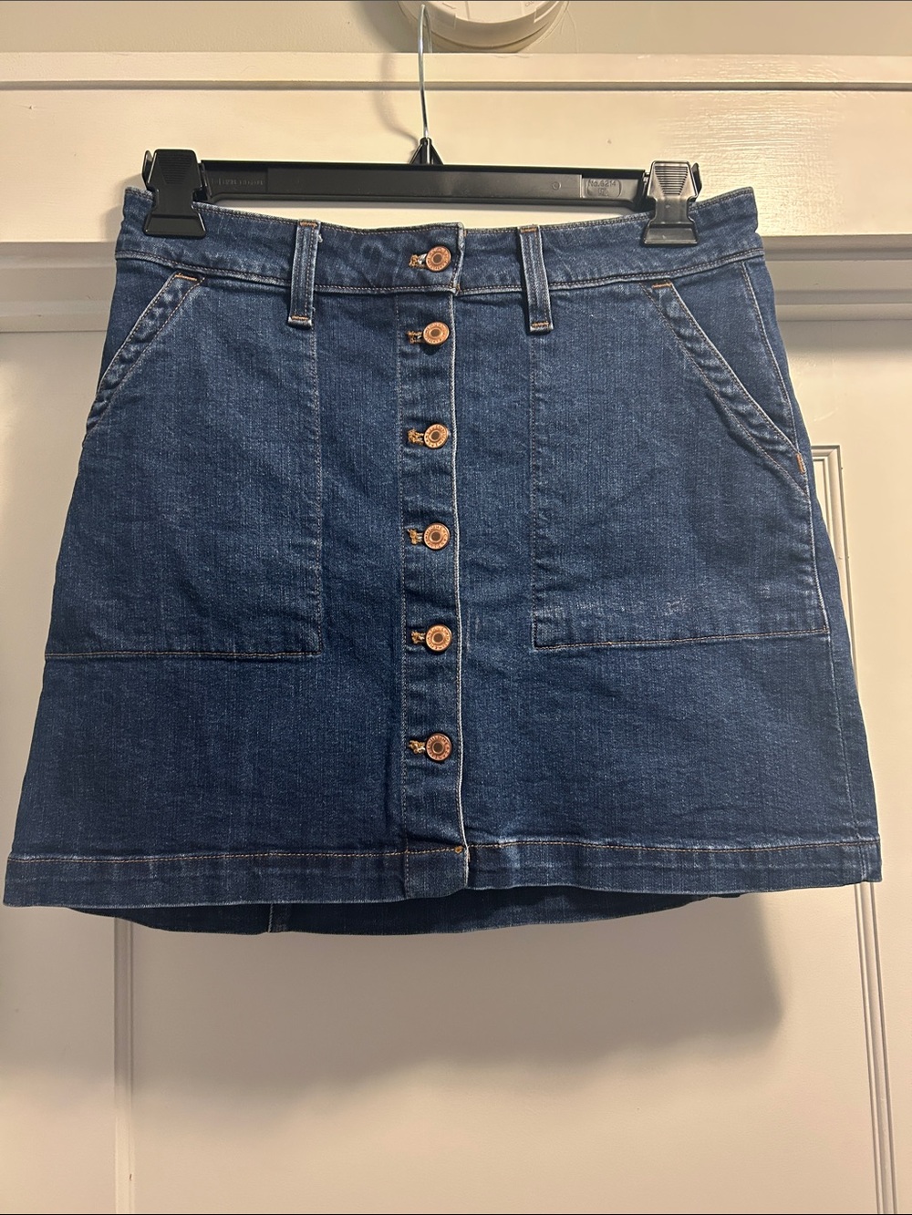 J. Crew Classic Blue Denim Button-Front Mini Skirt - 6, NWOT
